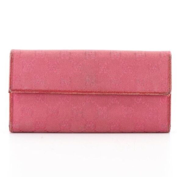 Gucci Fuchsia Pink GG Canvas and Leather Horsebit Clasp Continental Wallet - Picture 3 of 7